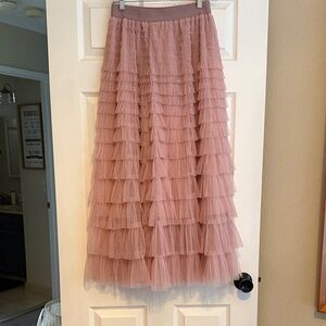 Elegant Mauve Tiered Maxi Skirt